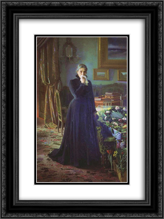 Inconsolable grief 18x24 Black Ornate Wood Framed Art Print Poster with Double Matting by Kramskoy, Ivan