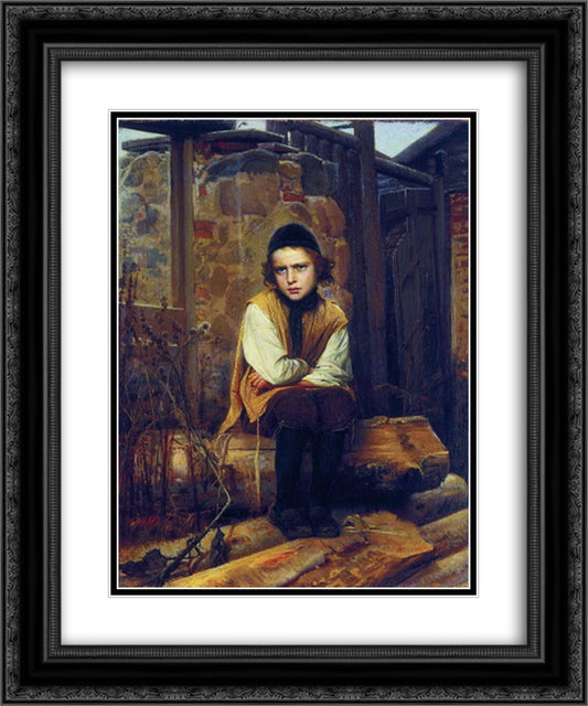 Outraged Jewish boy 20x24 Black Ornate Wood Framed Art Print Poster with Double Matting by Kramskoy, Ivan