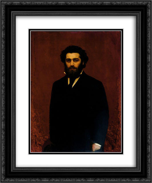 Portrait A.I.Kuindzhi 20x24 Black Ornate Wood Framed Art Print Poster with Double Matting by Kramskoy, Ivan