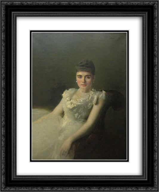 Portrait of Anna von Derviz 20x24 Black Ornate Wood Framed Art Print Poster with Double Matting by Kramskoy, Ivan