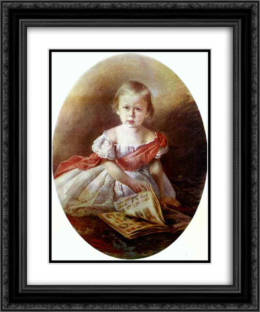 Portrait of a Girl 20x24 Black Ornate Wood Framed Art Print Poster with Double Matting by Kramskoy, Ivan