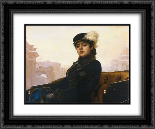 Portrait of a woman 24x20 Black Ornate Wood Framed Art Print Poster with Double Matting by Kramskoy, Ivan