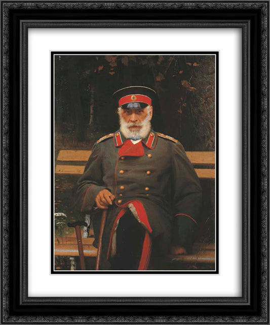 Portrait of Admiral Login Loginovich Heyden 20x24 Black Ornate Wood Framed Art Print Poster with Double Matting by Kramskoy, Ivan