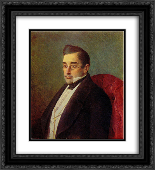 Portrait of Alexandr Griboyedov 20x22 Black Ornate Wood Framed Art Print Poster with Double Matting by Kramskoy, Ivan