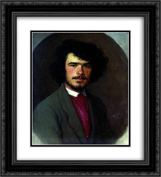 Portrait of an agronomist M.E. Vyunnikov 20x22 Black Ornate Wood Framed Art Print Poster with Double Matting by Kramskoy, Ivan