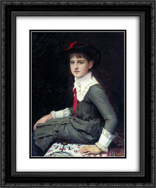 Portrait of Barbara Kirillovna Lemokh in childhood 20x24 Black Ornate Wood Framed Art Print Poster with Double Matting by Kramskoy, Ivan