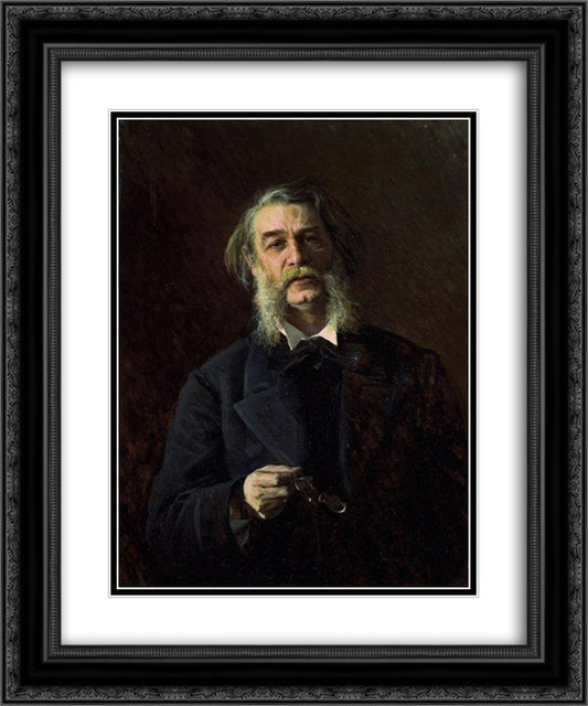 Portrait of Dmitry Vasilyevich Grigorovich 20x24 Black Ornate Wood Framed Art Print Poster with Double Matting by Kramskoy, Ivan