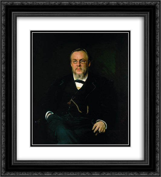 Portrait of Dr. Sergei Petrovich Botkin 20x22 Black Ornate Wood Framed Art Print Poster with Double Matting by Kramskoy, Ivan