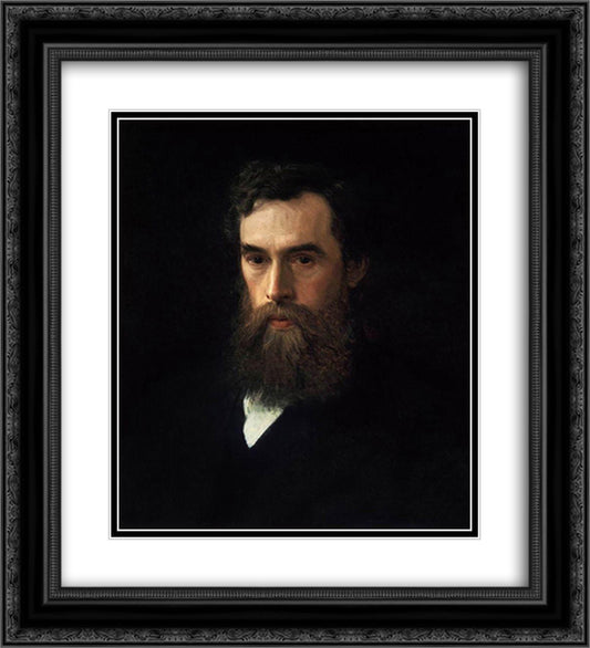 Portrait of Pavel Tretyakov 20x22 Black Ornate Wood Framed Art Print Poster with Double Matting by Kramskoy, Ivan