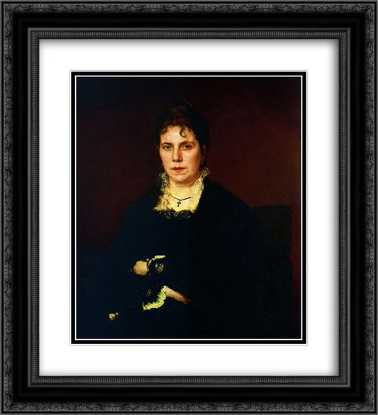 Portrait of Sofia Nikolaevna Kramskoy, the artist's wife 20x22 Black Ornate Wood Framed Art Print Poster with Double Matting by Kramskoy, Ivan