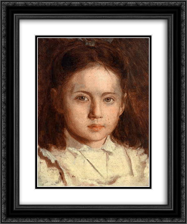 Portrait of Sonya Kramskaya, the Artist`s Daughter 20x24 Black Ornate Wood Framed Art Print Poster with Double Matting by Kramskoy, Ivan