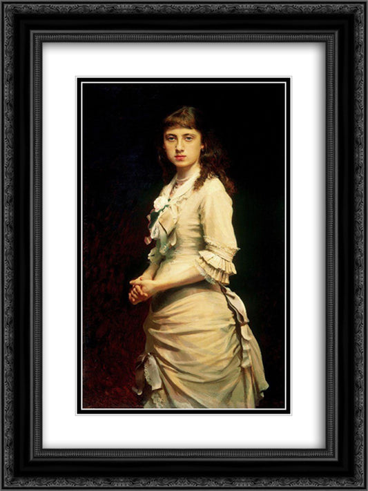 Portrait of Sophia Ivanovna Kramskoy, daughter of the artist 18x24 Black Ornate Wood Framed Art Print Poster with Double Matting by Kramskoy, Ivan