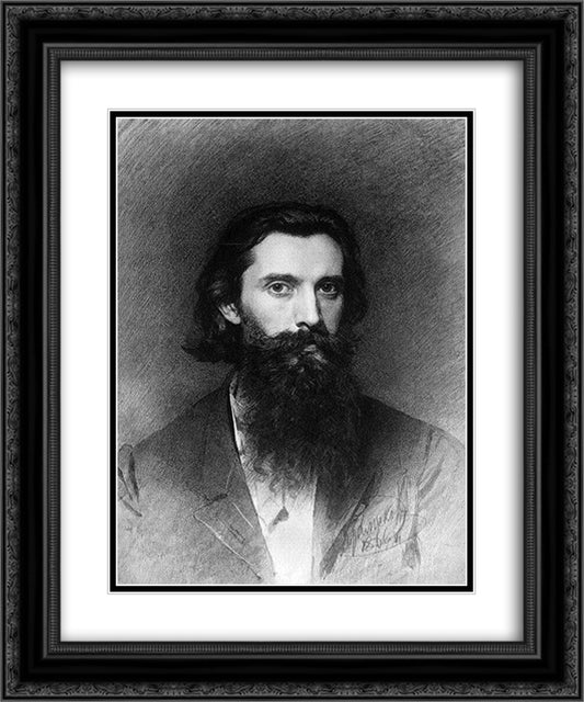 Portrait of the Artist Nikolai Dmitrievich Dmitriev-Orenburg 20x24 Black Ornate Wood Framed Art Print Poster with Double Matting by Kramskoy, Ivan