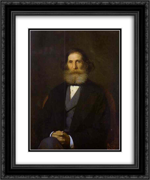 Portrait of the Artist Nikolay Bogoliubov 20x24 Black Ornate Wood Framed Art Print Poster with Double Matting by Kramskoy, Ivan