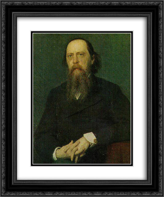 Portrait of the Author Mikhail Saltykov Shchedrin 20x24 Black Ornate Wood Framed Art Print Poster with Double Matting by Kramskoy, Ivan