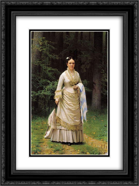 Portrait of Vera Nikolaevna Tretyakova 18x24 Black Ornate Wood Framed Art Print Poster with Double Matting by Kramskoy, Ivan