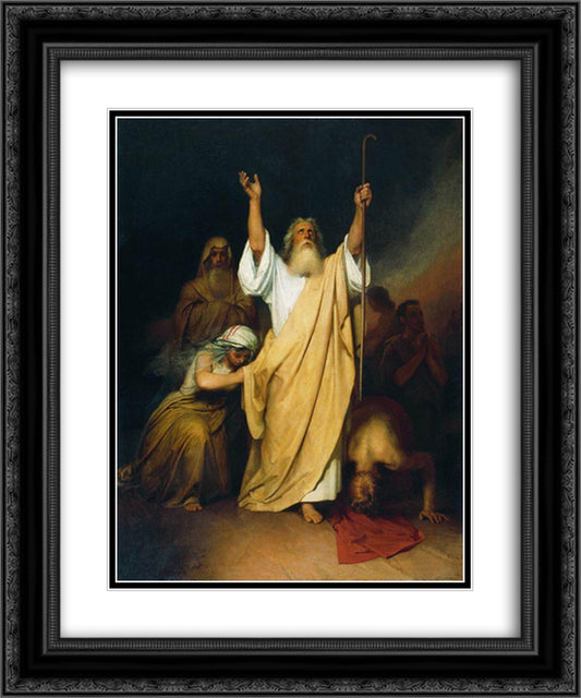 Prayer of Moses after the Israelites go through the Red Sea 20x24 Black Ornate Wood Framed Art Print Poster with Double Matting by Kramskoy, Ivan