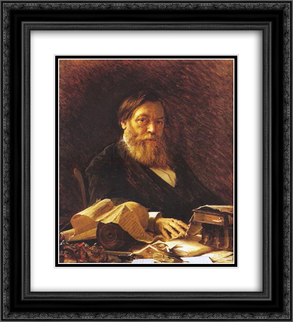 Russian writer Pavel Melnikov 20x22 Black Ornate Wood Framed Art Print Poster with Double Matting by Kramskoy, Ivan