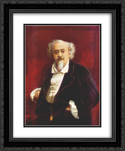 The actor Vasily Samoilov 20x24 Black Ornate Wood Framed Art Print Poster with Double Matting by Kramskoy, Ivan