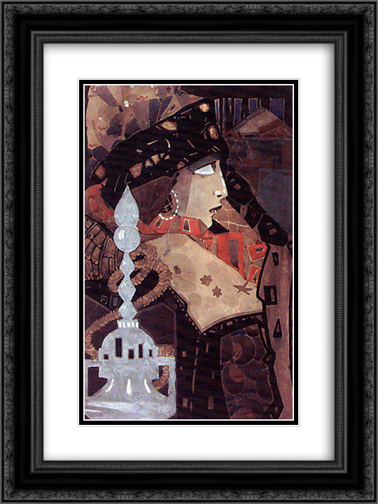 Ahinora 18x24 Black Ornate Wood Framed Art Print Poster with Double Matting by Milev, Ivan