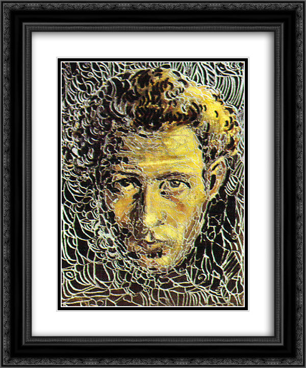 Self-Portrait 20x24 Black Ornate Wood Framed Art Print Poster with Double Matting by Milev, Ivan