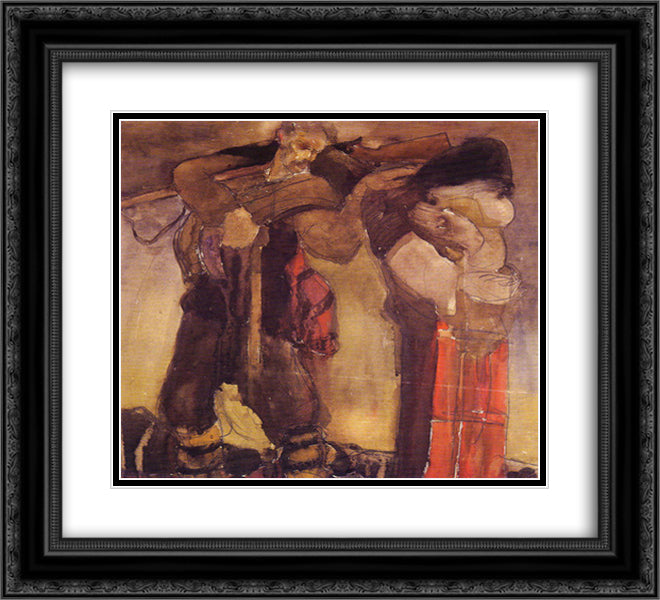 Septemvri 1923 22x20 Black Ornate Wood Framed Art Print Poster with Double Matting by Milev, Ivan