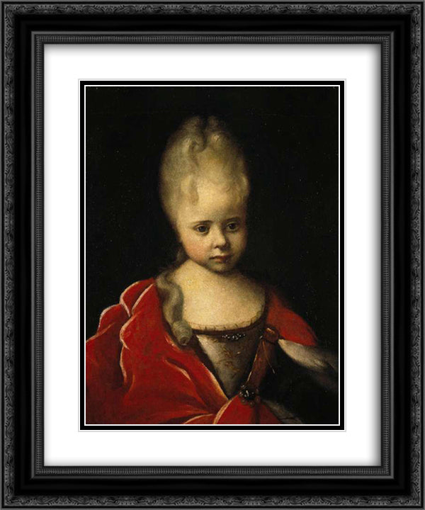 Portrait of Elizaveta Petrovna as a child 20x24 Black Ornate Wood Framed Art Print Poster with Double Matting by Nikitin, Ivan