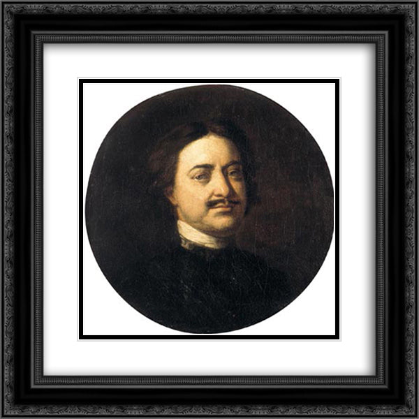 Portrait of Peter the Great 20x20 Black Ornate Wood Framed Art Print Poster with Double Matting by Nikitin, Ivan