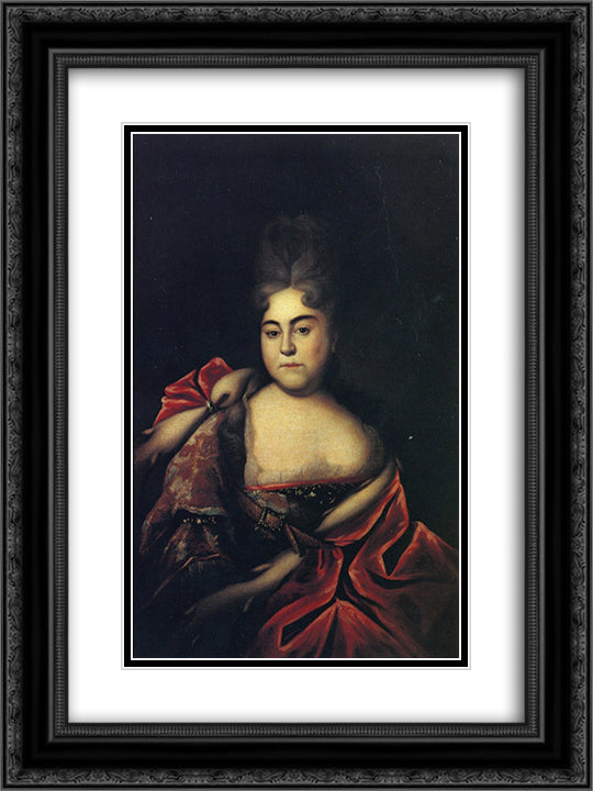 Tzarina Natalia Alekseevna 18x24 Black Ornate Wood Framed Art Print Poster with Double Matting by Nikitin, Ivan