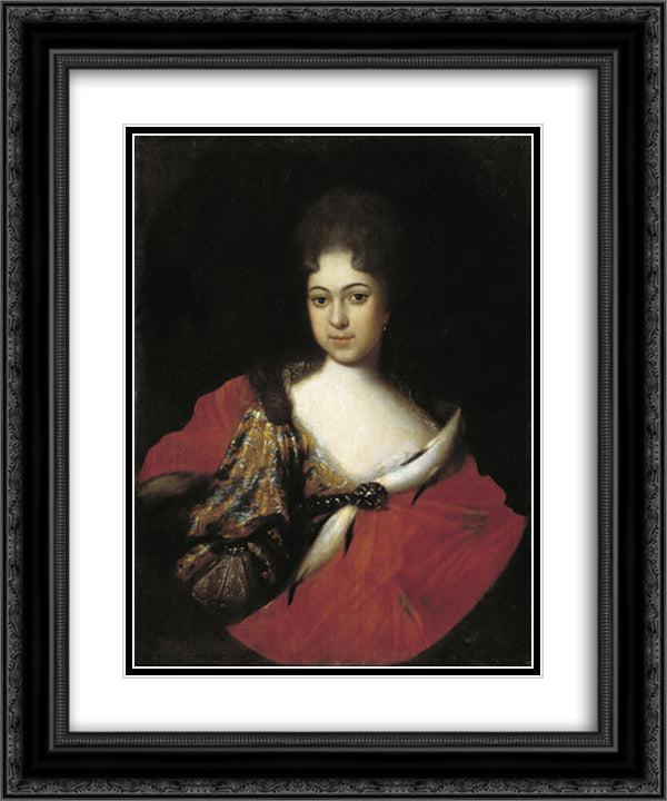 Tzarina Praskovia Ioanovna 20x24 Black Ornate Wood Framed Art Print Poster with Double Matting by Nikitin, Ivan
