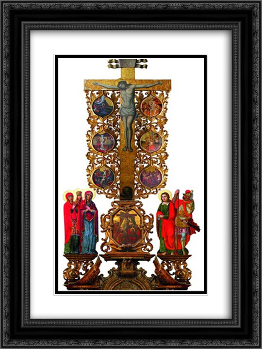 Crucifixtion with scenes of Christ's Passion 18x24 Black Ornate Wood Framed Art Print Poster with Double Matting by Rutkovych, Ivan