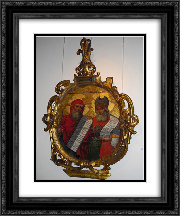 Moses and Zacharias 20x24 Black Ornate Wood Framed Art Print Poster with Double Matting by Rutkovych, Ivan