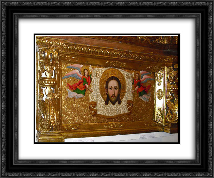 Savior nerukotvornyi (Saviour Not-Made-By-Hands) from the Zhovkva iconostasis 24x20 Black Ornate Wood Framed Art Print Poster with Double Matting by Rutkovych, Ivan