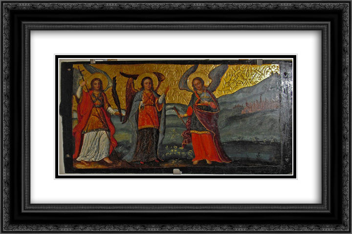 Three Angels 24x16 Black Ornate Wood Framed Art Print Poster with Double Matting by Rutkovych, Ivan