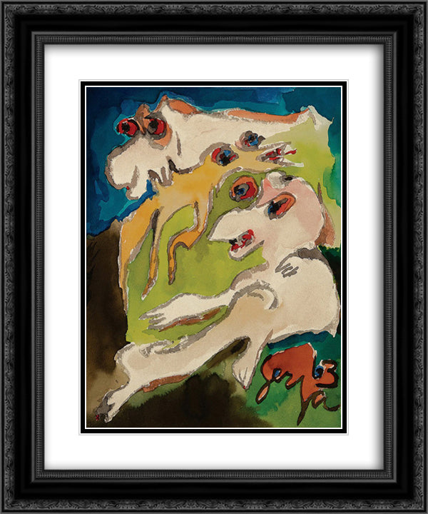 Bichos 20x24 Black Ornate Wood Framed Art Print Poster with Double Matting by Serpa, Ivan