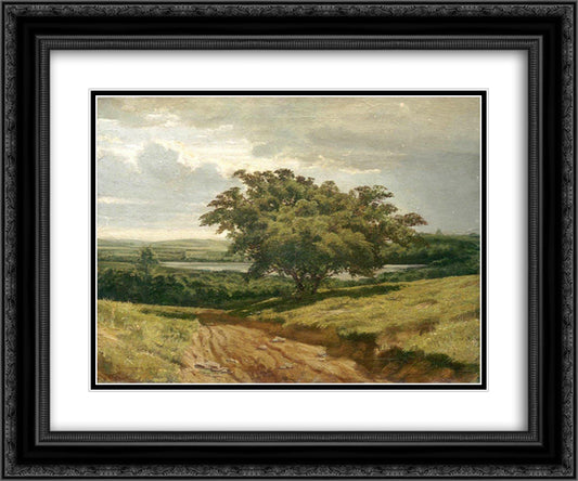 A road 24x20 Black Ornate Wood Framed Art Print Poster with Double Matting by Shishkin, Ivan