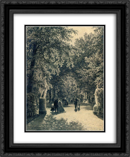 Alley of the Summer Garden in St. Petersburg 20x24 Black Ornate Wood Framed Art Print Poster with Double Matting by Shishkin, Ivan