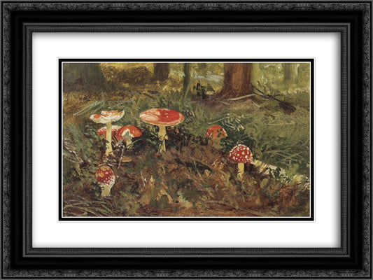 Amanita 24x18 Black Ornate Wood Framed Art Print Poster with Double Matting by Shishkin, Ivan