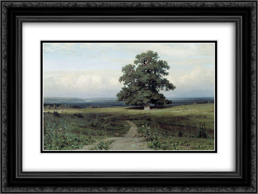 Among the open valley 24x18 Black Ornate Wood Framed Art Print Poster with Double Matting by Shishkin, Ivan