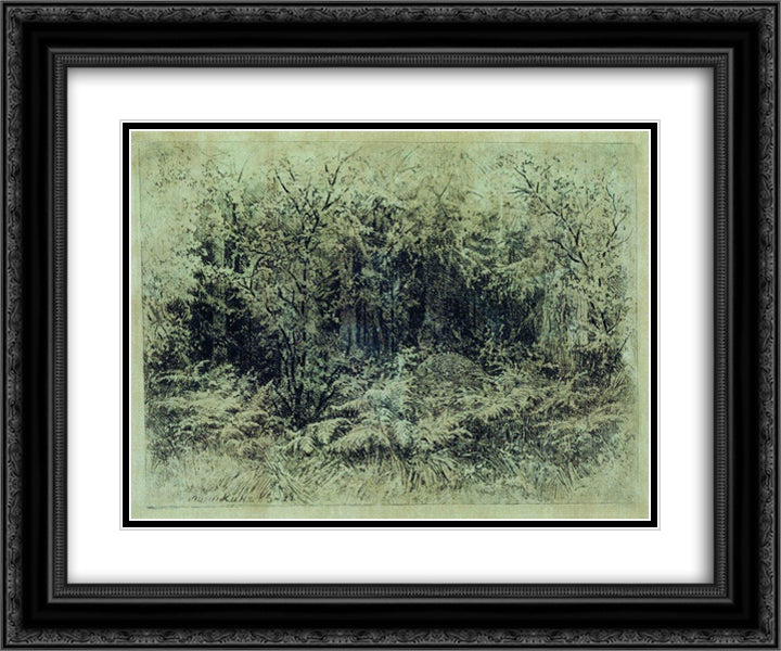 Anthill 24x20 Black Ornate Wood Framed Art Print Poster with Double Matting by Shishkin, Ivan