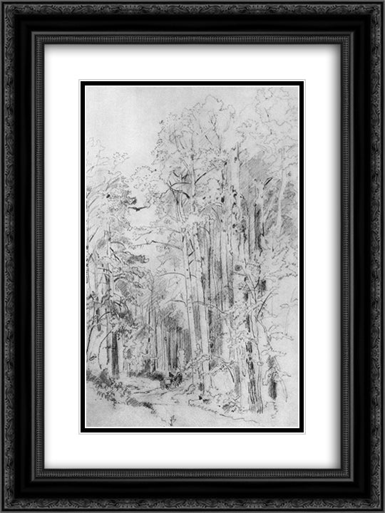 Aspen on the way to Kivach 18x24 Black Ornate Wood Framed Art Print Poster with Double Matting by Shishkin, Ivan