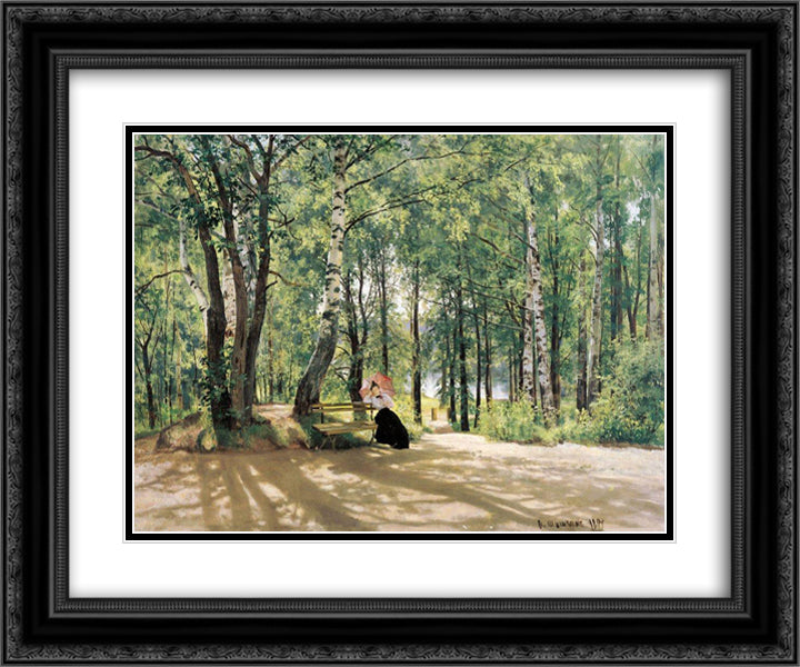 At the Summer Cottage 24x20 Black Ornate Wood Framed Art Print Poster with Double Matting by Shishkin, Ivan