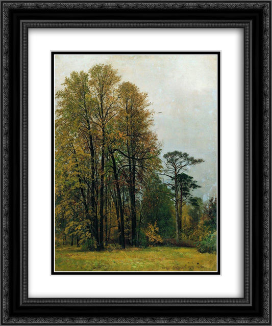 Autumn 20x24 Black Ornate Wood Framed Art Print Poster with Double Matting by Shishkin, Ivan