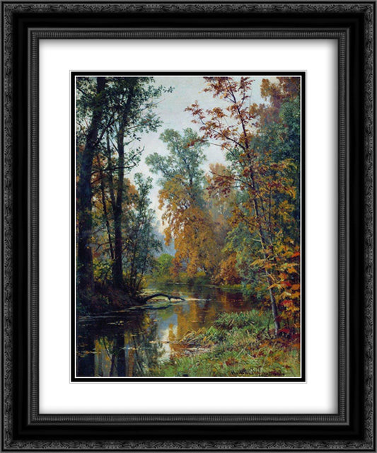 Autumn landscape. Park in Pavlovsk 20x24 Black Ornate Wood Framed Art Print Poster with Double Matting by Shishkin, Ivan