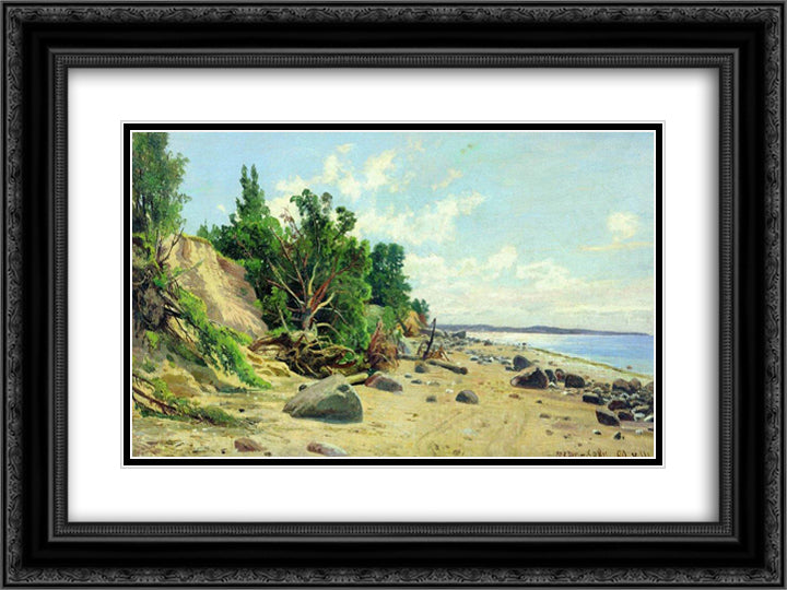 Beach 24x18 Black Ornate Wood Framed Art Print Poster with Double Matting by Shishkin, Ivan