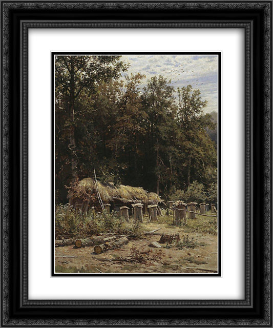 Bee families 20x24 Black Ornate Wood Framed Art Print Poster with Double Matting by Shishkin, Ivan