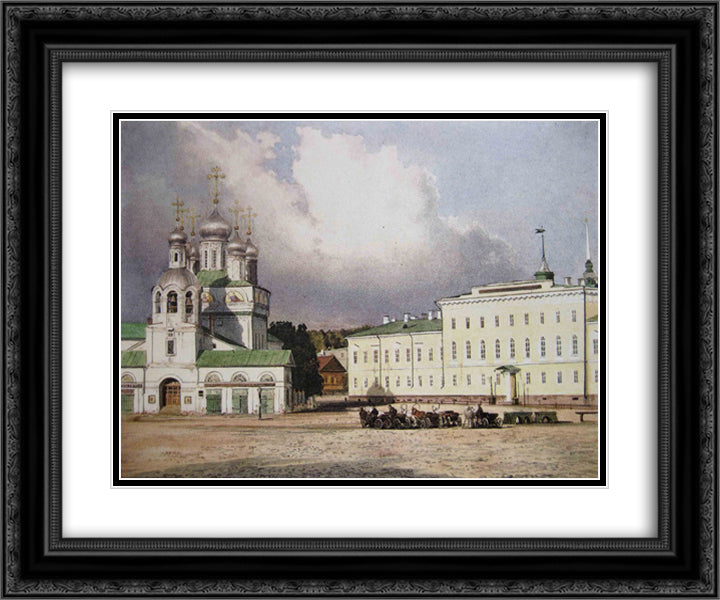 Blagoveschensky Cathedral and Province Gymnasia on Blagoveschenskaya Square in Nyzhny Novgorod 24x20 Black Ornate Wood Framed Art Print Poster with Double Matting by Shishkin, Ivan