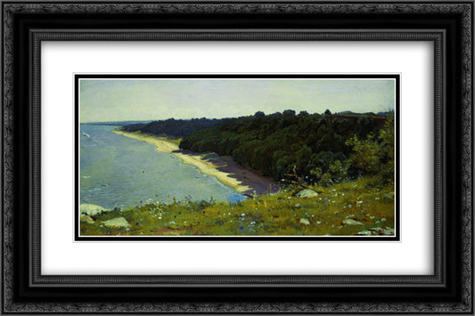 By the seashore 24x16 Black Ornate Wood Framed Art Print Poster with Double Matting by Shishkin, Ivan