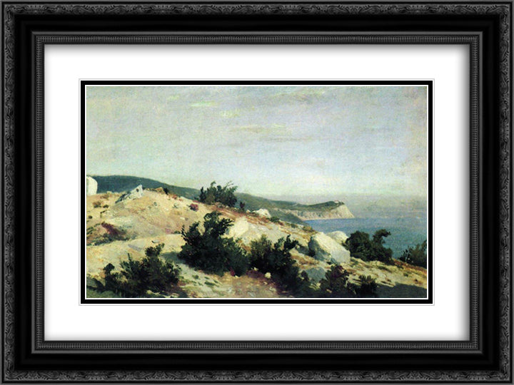 Cape Ai-Todor. Crimea 24x18 Black Ornate Wood Framed Art Print Poster with Double Matting by Shishkin, Ivan