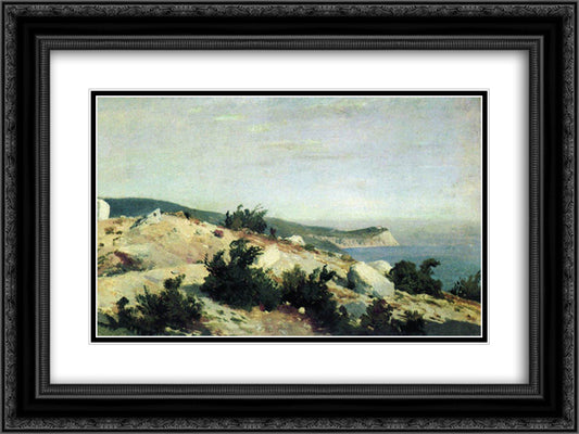 Cape Ai-Todor. Crimea 24x18 Black Ornate Wood Framed Art Print Poster with Double Matting by Shishkin, Ivan